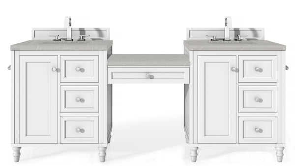 James Martin Copper Cove Encore 86" Double Vanity with Makeup Table - Luxe Bathroom Vanities