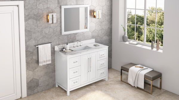 Hardware Resources Jeffrey Alexander 48" Cade Vanity, undermount rectangle bowl - Luxe Bathroom Vanities