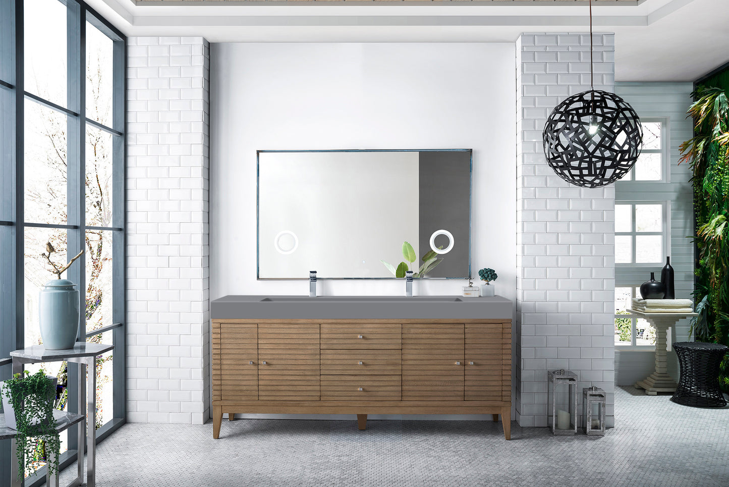 James Martin Linear 72" Double Vanity with Composite Top - Luxe Bathroom Vanities