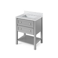 Hardware Resources Jeffrey Alexander 30" Adler Vanity, undermount rectangle bowl - Luxe Bathroom Vanities