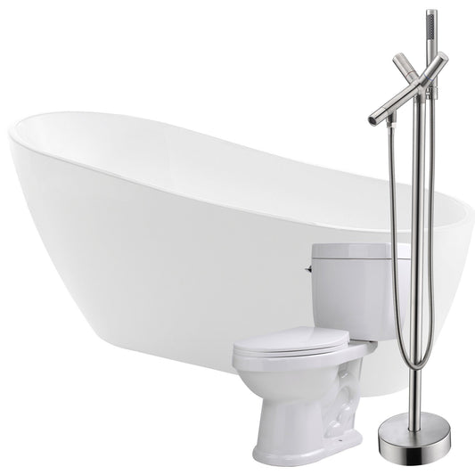 Trend 67 in. Acrylic Flatbottom Non-Whirlpool Bathtub with Havasu Faucet and Talos 1.6 GPF Toilet - Luxe Bathroom Vanities Luxury Bathroom Fixtures Bathroom Furniture