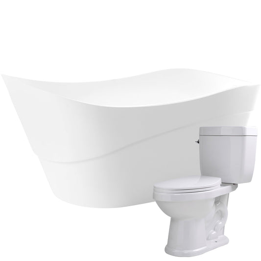Kahl 67 in. Acrylic Flatbottom Non-Whirlpool Bathtub with Talos 2-piece 1.6 GPF Single Flush Toilet - Luxe Bathroom Vanities Luxury Bathroom Fixtures Bathroom Furniture