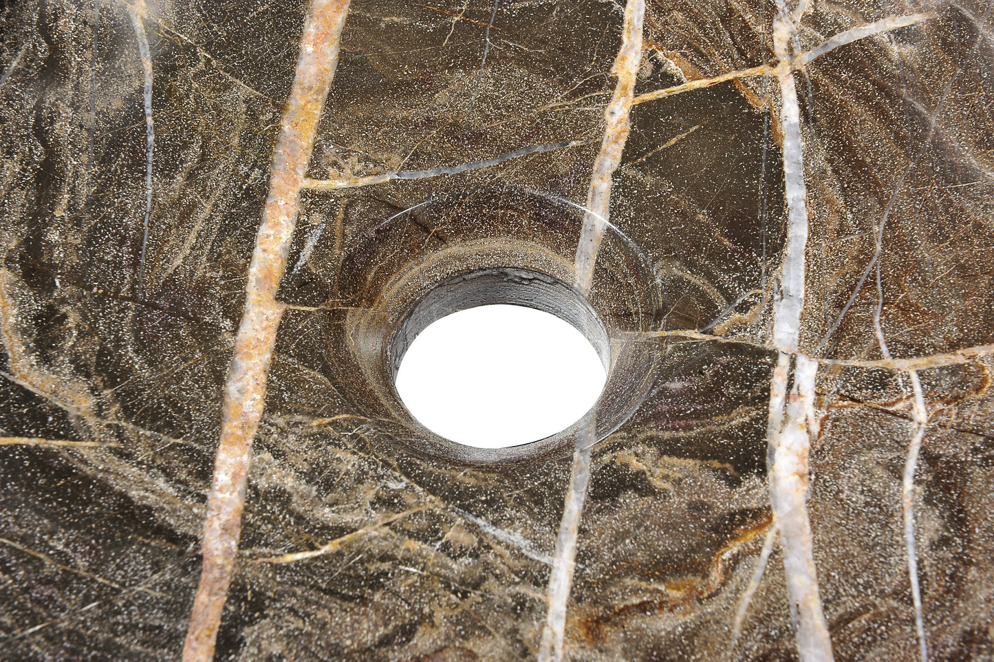 Taupe Ash Natural Stone Vessel Sink in Coffee Marble - Luxe Bathroom Vanities