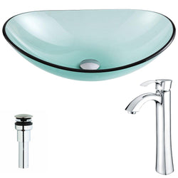 Major Series Deco-Glass Vessel Sink in Lustrous Green with Harmony Faucet - Luxe Bathroom Vanities
