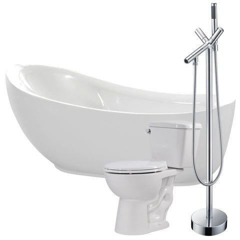 Talyah 71 in. Acrylic Soaking Bathtub with Havasu Faucet and Cavalier 1.28 GPF Toilet - Luxe Bathroom Vanities Luxury Bathroom Fixtures Bathroom Furniture