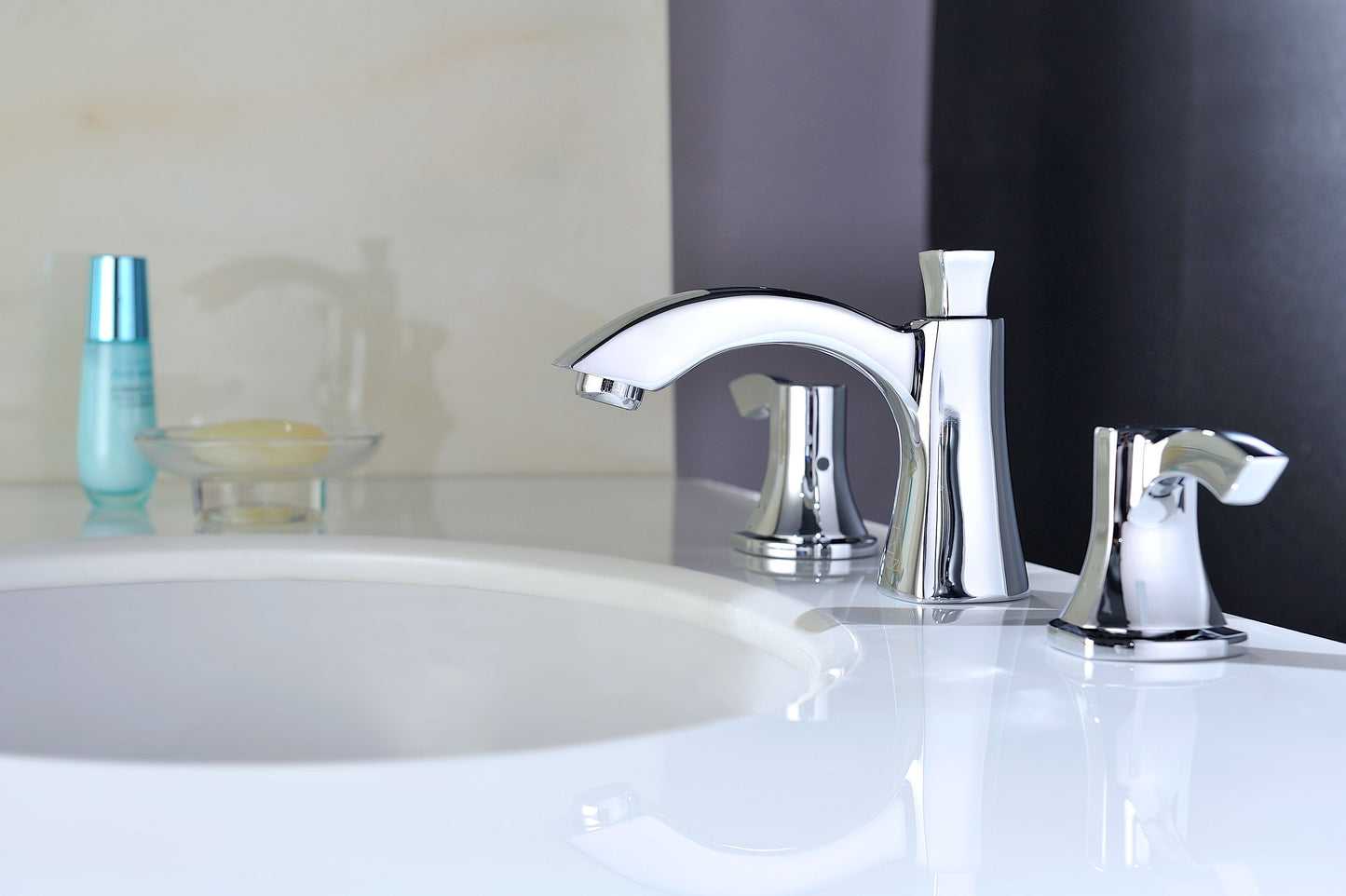 Sonata Series 8 in. Widespread 2-Handle Mid-Arc Bathroom Faucet - Luxe Bathroom Vanities