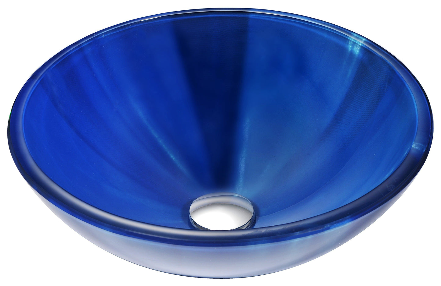 Meno Series Deco-Glass Vessel Sink in Lustrous Blue with Crown Faucet in Chrome - Luxe Bathroom Vanities