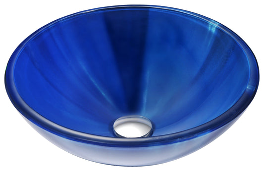 Meno Series Deco-Glass Vessel Sink in Lustrous Blue - Luxe Bathroom Vanities
