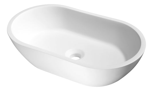 Runifer Man Made Stone Vessel Sink in White - Luxe Bathroom Vanities