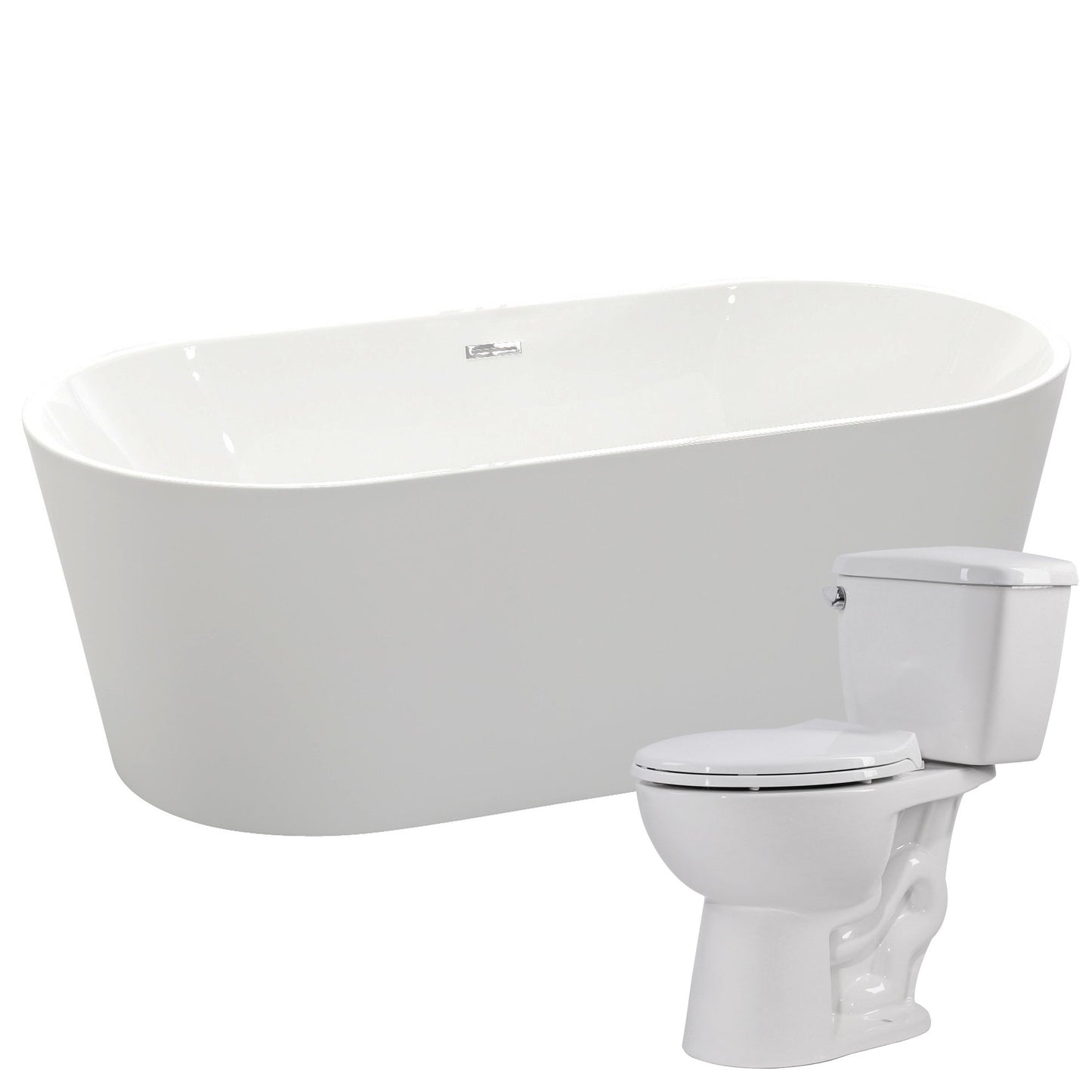 Chand 67 in. Acrylic Soaking Bathtub with Cavalier 2-piece 1.28 GPF Single Flush Toilet - Luxe Bathroom Vanities Luxury Bathroom Fixtures Bathroom Furniture