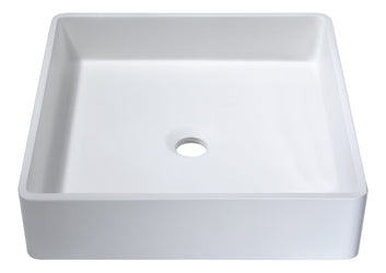 Passage 1-Piece Man Made Stone Vessel Sink with Pop Up Drain in Matte White - Luxe Bathroom Vanities