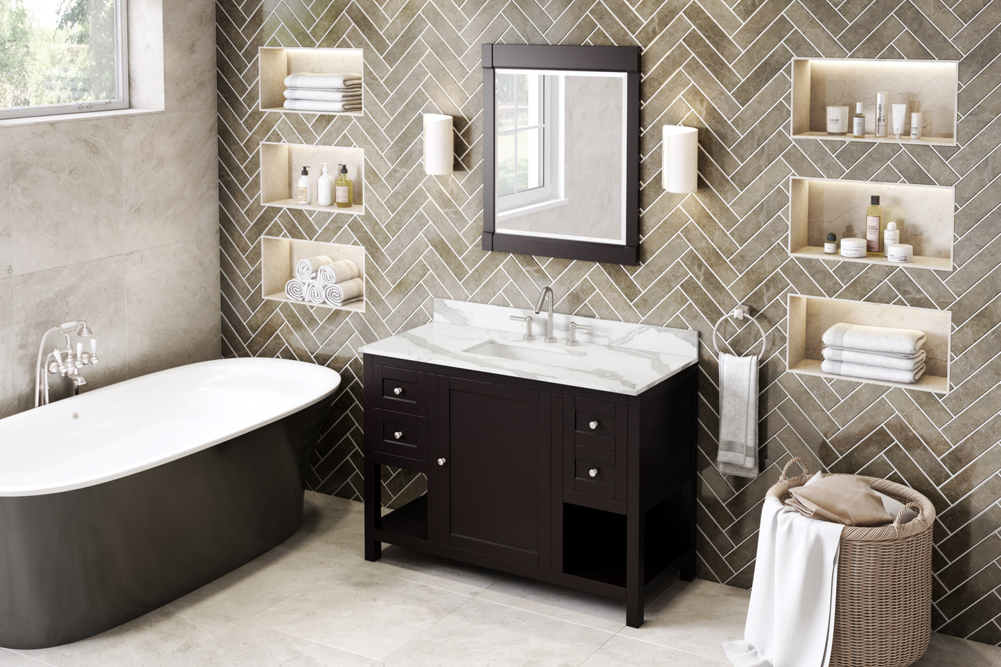 Hardware Resources Jeffrey Alexander 48" Astoria Vanity, undermount rectangle bowl - Luxe Bathroom Vanities
