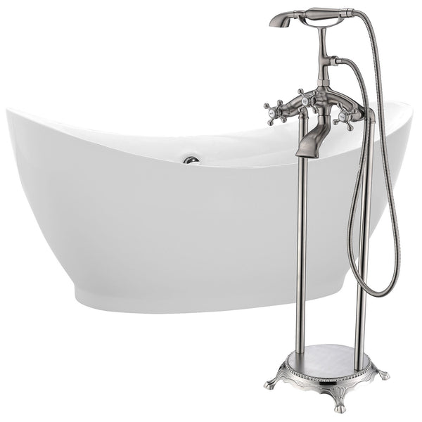 Reginald 68 in. Acrylic Soaking Bathtub in White with Tugela Faucet - Luxe Bathroom Vanities Luxury Bathroom Fixtures Bathroom Furniture