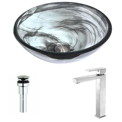 Mezzo Series Deco-Glass Vessel Sink in Slumber Wisp with Enti Faucet - Luxe Bathroom Vanities