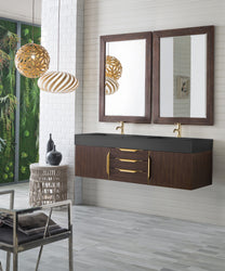 James Martin Mercer Island 59" Double Vanity with Glossy Composite Top - Luxe Bathroom Vanities