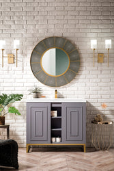 James Martin Alicante 39.5" Single Vanity Cabinet with White Glossy Composite Countertop - Luxe Bathroom Vanities