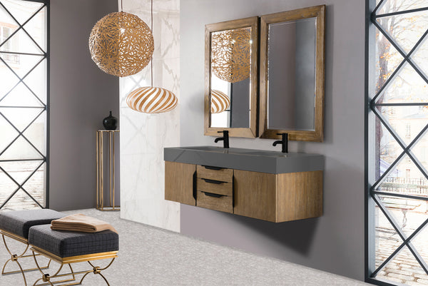 James Martin Mercer Island 59" Double Vanity with Glossy Composite Top - Luxe Bathroom Vanities