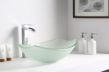 Pendant Series Deco-Glass Vessel Sink in Lustrous Frosted - Luxe Bathroom Vanities