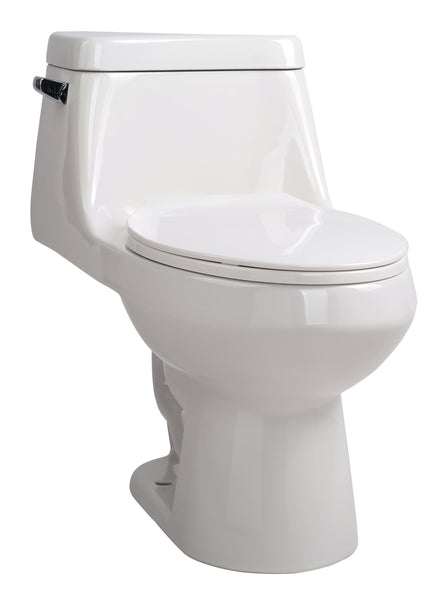 Zeus 1-piece 1.28 GPF Single Flush Elongated Toilet in White - Luxe Bathroom Vanities