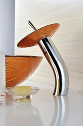 Stanza Series Vessel Sink in Brown with Pop-Up Drain and Matching Faucet in Lustrous Brown - Luxe Bathroom Vanities