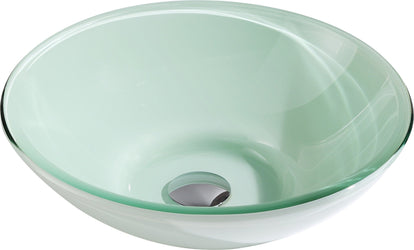 Sonata Series Deco-Glass Vessel Sink in Lustrous Light Green with Key Faucet - Luxe Bathroom Vanities